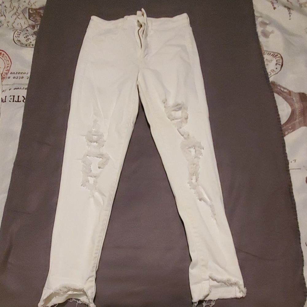 American eagle super high rise distressed jeggings